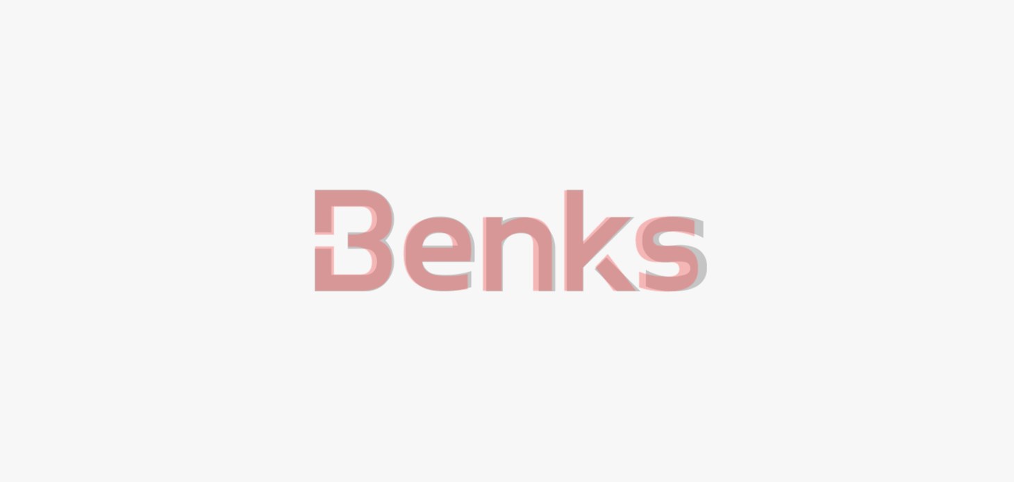 优化前的 Benks 标志（红）与优化后（灰）叠图