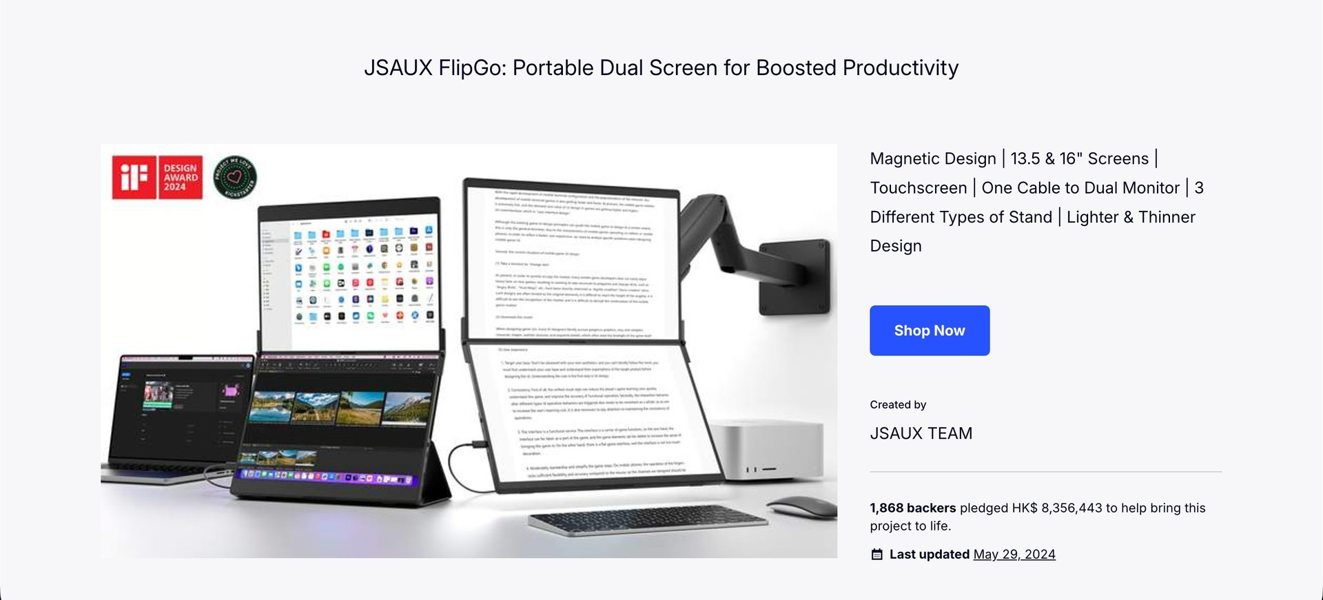 FlipGo Kickstarter 项目页首屏